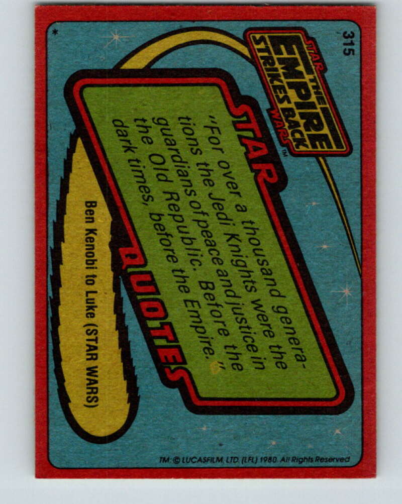 1980 Topps The Empire Strikes Back #315 Hero of the Rebellion V43871