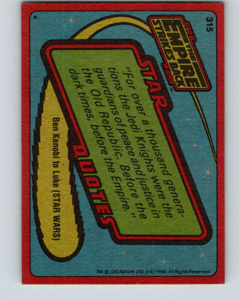1980 Topps The Empire Strikes Back #315 Hero of the Rebellion V43872