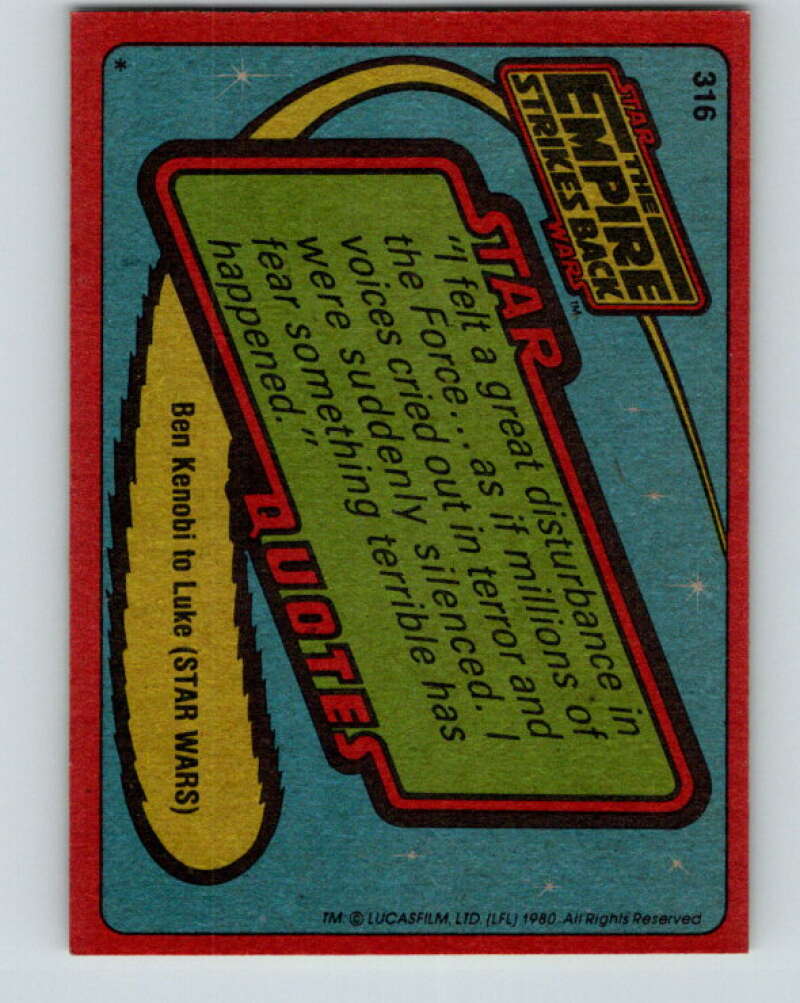 1980 Topps The Empire Strikes Back #315 Hero of the Rebellion V43876