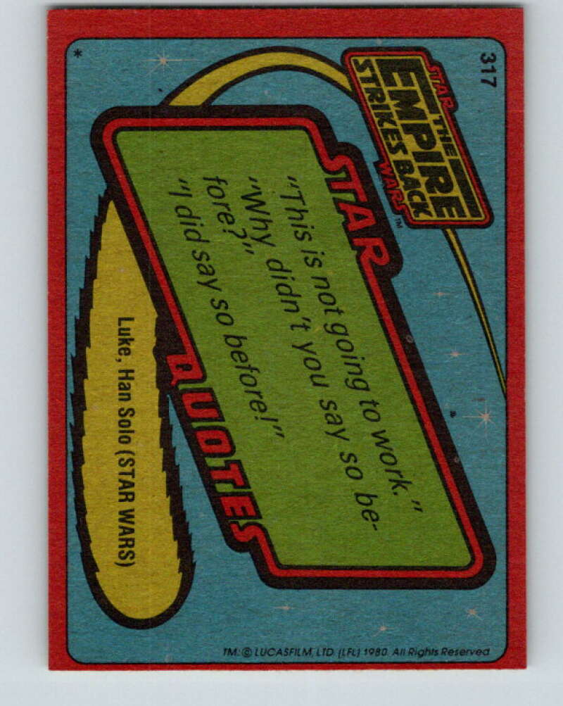 1980 Topps The Empire Strikes Back #317 Aboard the Executor V43882