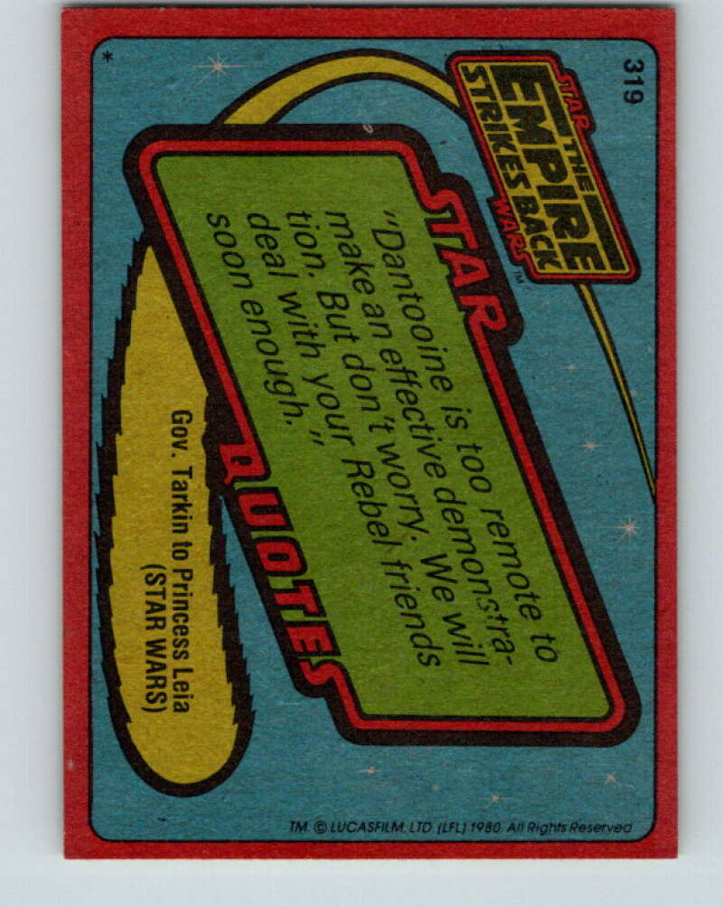 1980 Topps The Empire Strikes Back #319 Lord Vader's Orders V43895