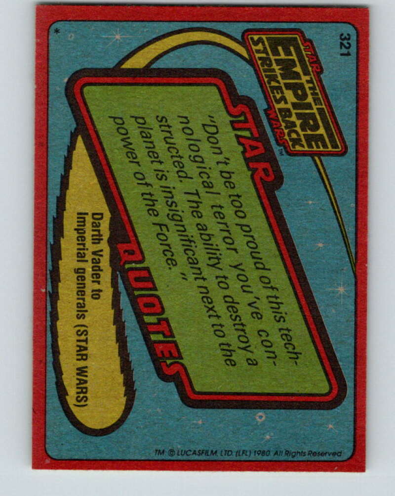 1980 Topps The Empire Strikes Back #321 Lando's Warm Reception V43905