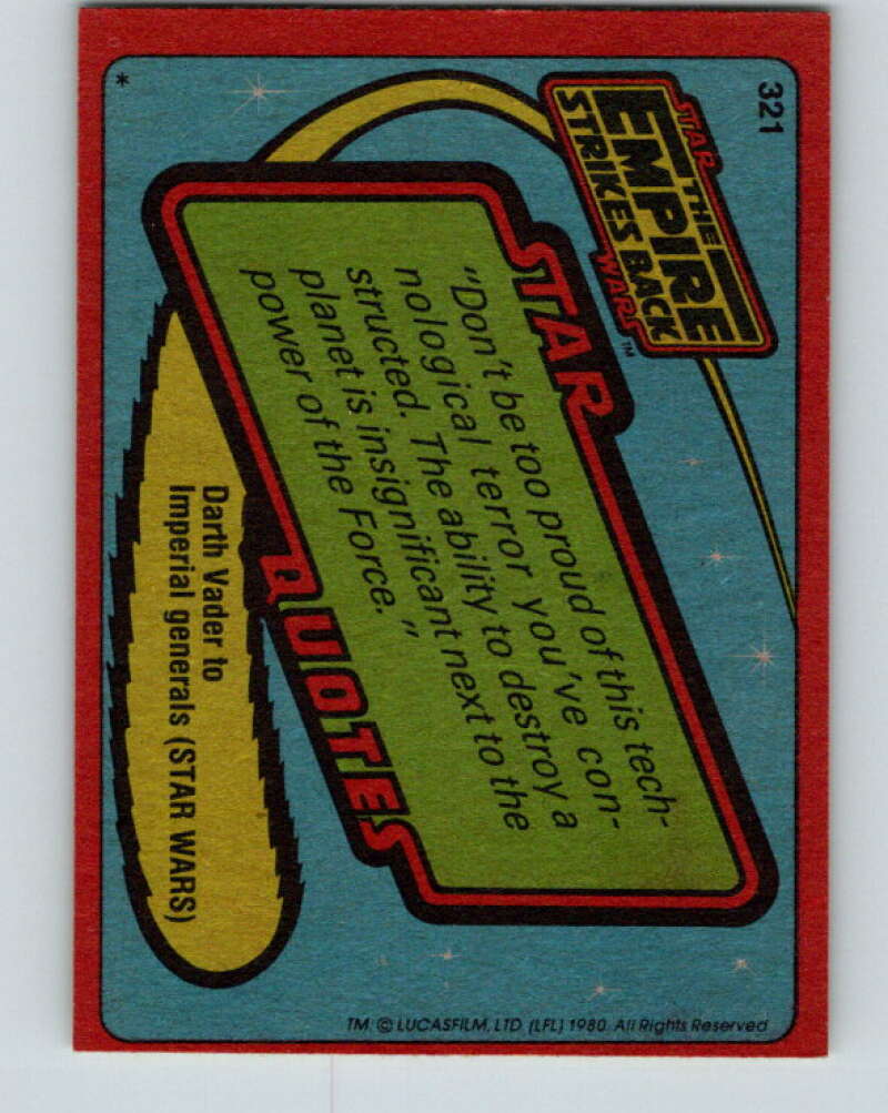 1980 Topps The Empire Strikes Back #321 Lando's Warm Reception V43906