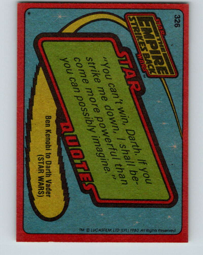 1980 Topps The Empire Strikes Back #326 Luke Astride His Tauntaun V43930