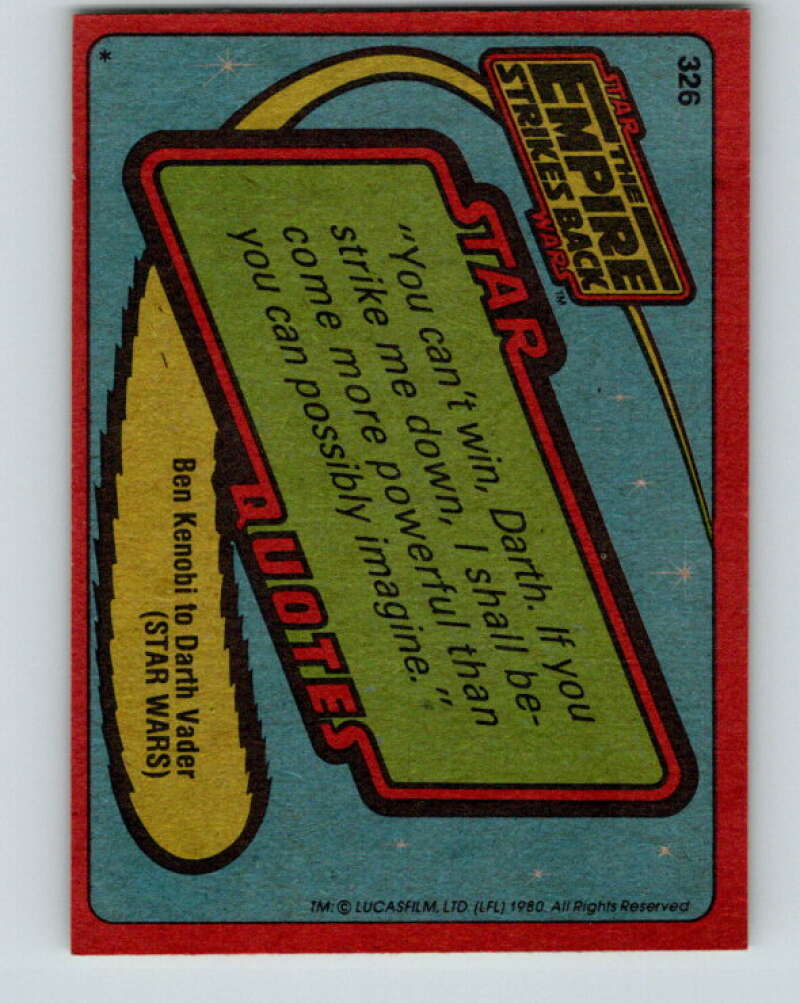 1980 Topps The Empire Strikes Back #326 Luke Astride His Tauntaun V43933