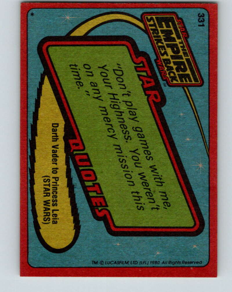 1980 Topps The Empire Strikes Back #331 Yoda's Instruction V43959