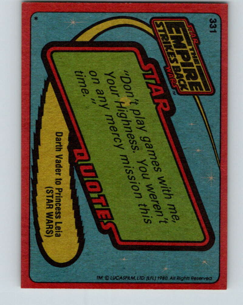 1980 Topps The Empire Strikes Back #331 Yoda's Instruction V43960