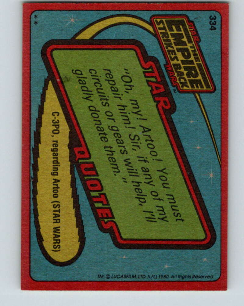 1980 Topps The Empire Strikes Back #334 The Asteroid Chase V43974