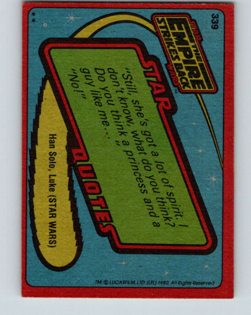 1980 Topps The Empire Strikes Back #339 Luke's Training V43995