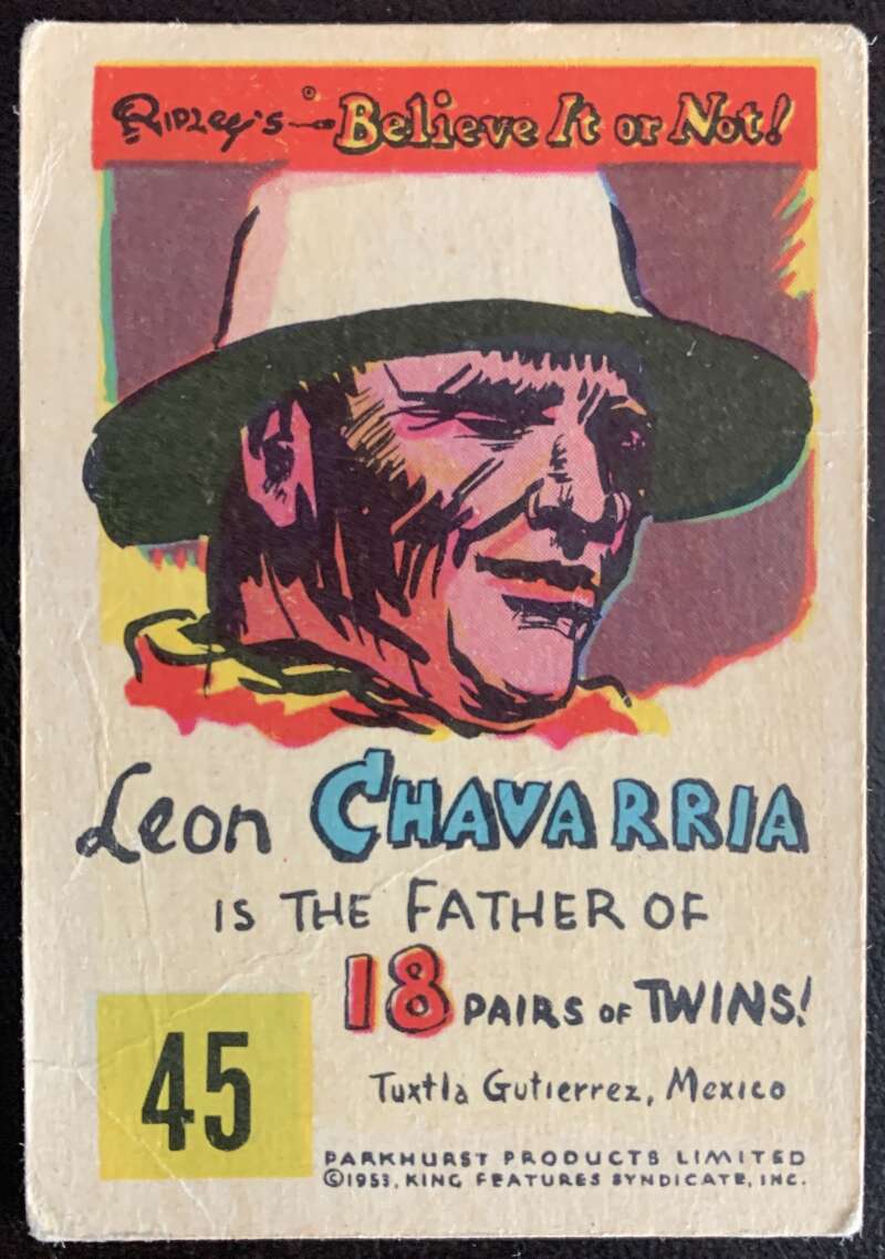 1953 Ripley's Believe It or Not #45 Leon Chavarria V44224
