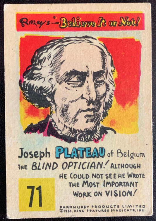 1953 Ripley's Believe It or Not #71 Joseph Plateau  V44227