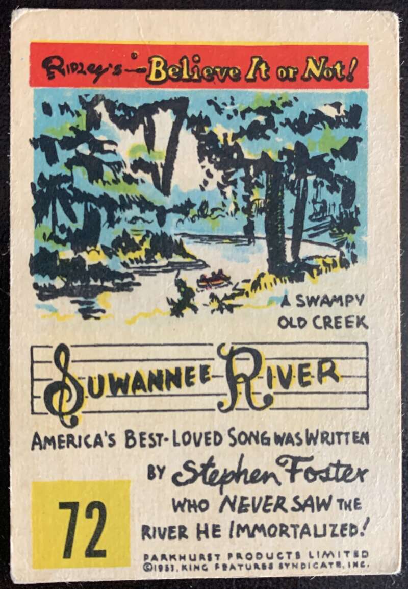 1953 Ripley's Believe It or Not #72 Suwanee River V44228