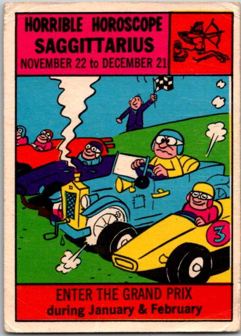 1972 Horrible Horoscopes #49 Saggittarius, Enter the Grand Prix V44239
