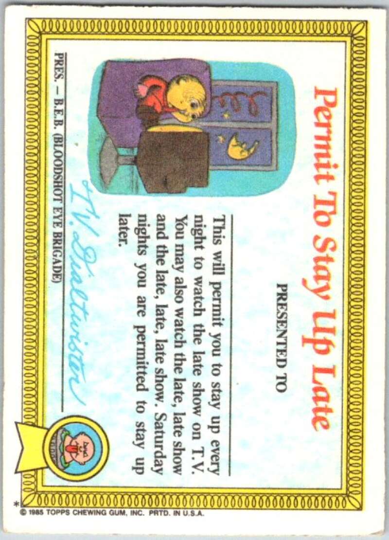 1985 Topps Garbage Pail Kids Series 1 #1a Nasty Nick V44252