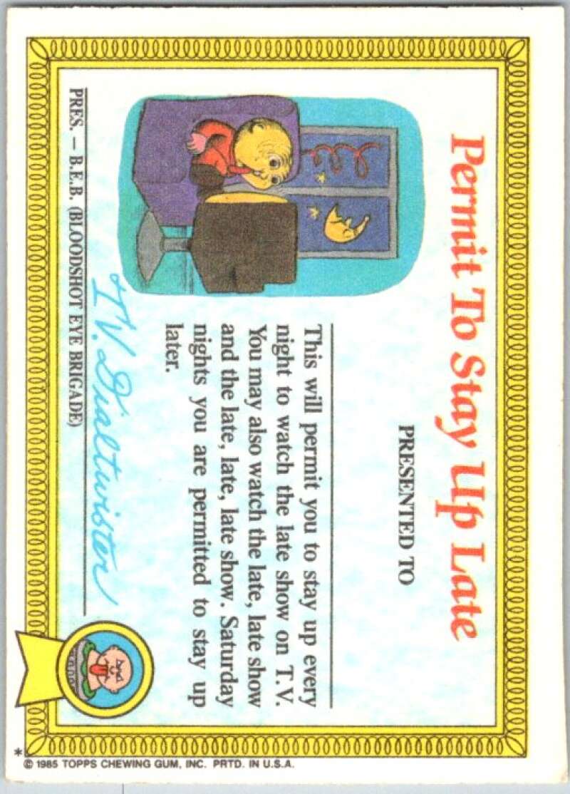 1985 Topps Garbage Pail Kids Series 1 #1a Nasty Nick V44254