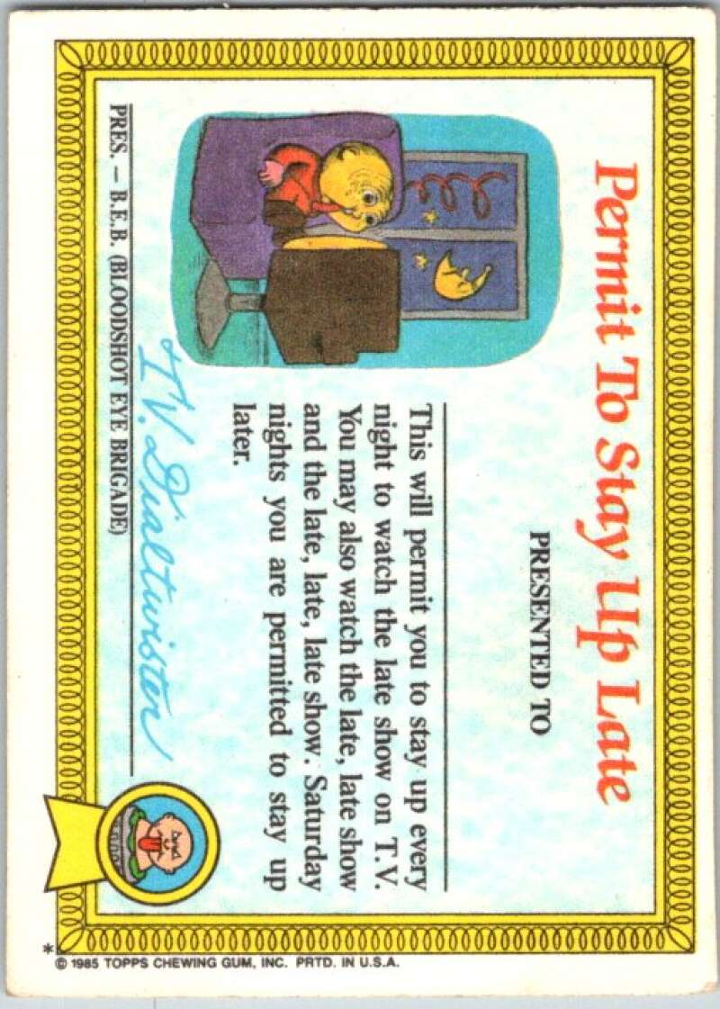 1985 Topps Garbage Pail Kids Series 1 #1a Nasty Nick V44255