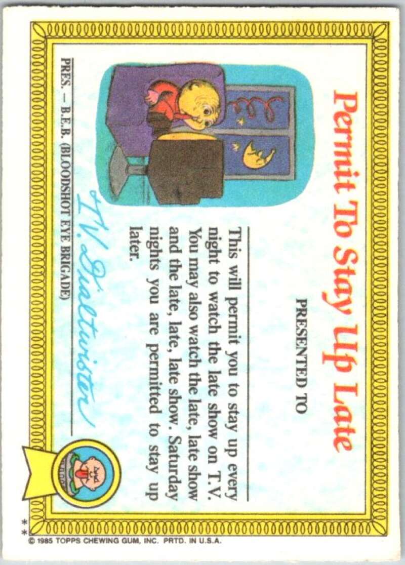 1985 Topps Garbage Pail Kids Series 1 #1b Evil Eddie V44256