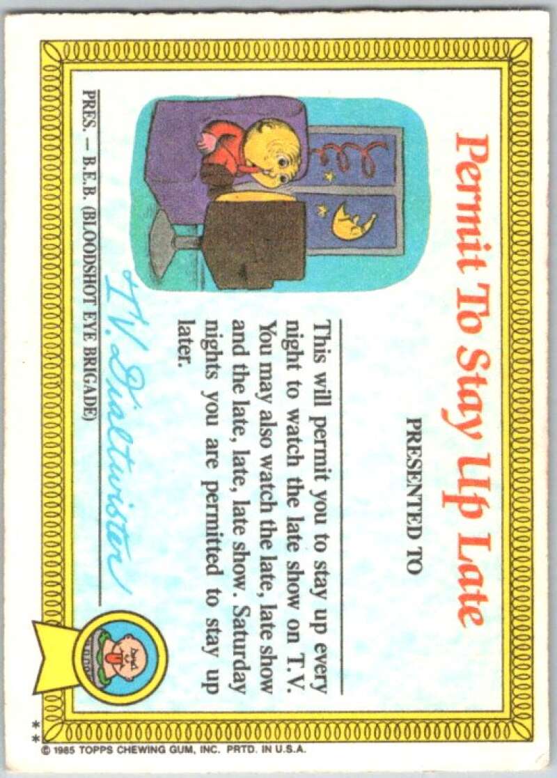 1985 Topps Garbage Pail Kids Series 1 #1b Evil Eddie V44257