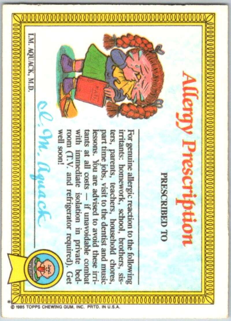 1985 Topps Garbage Pail Kids Series 1 #3a Up Chuck V44271