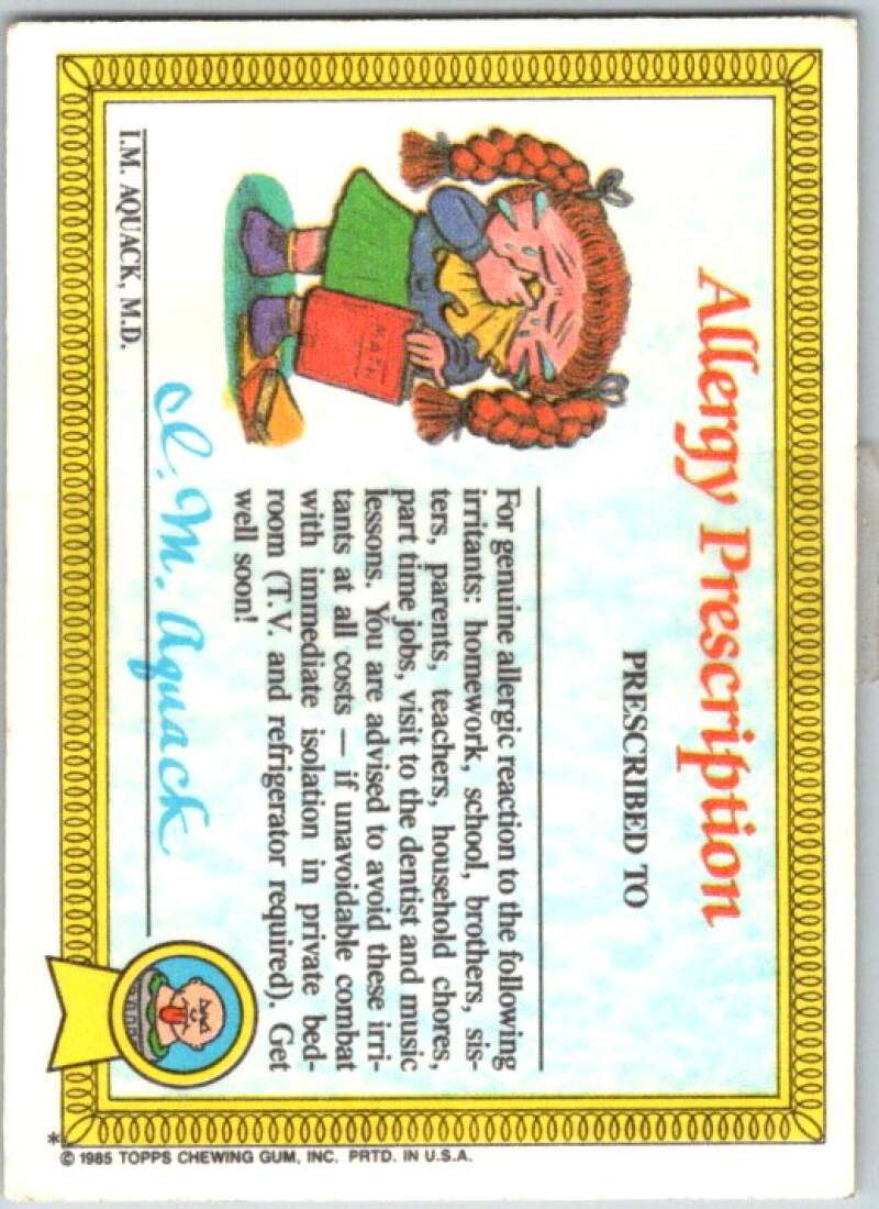 1985 Topps Garbage Pail Kids Series 1 #3a Up Chuck V44272