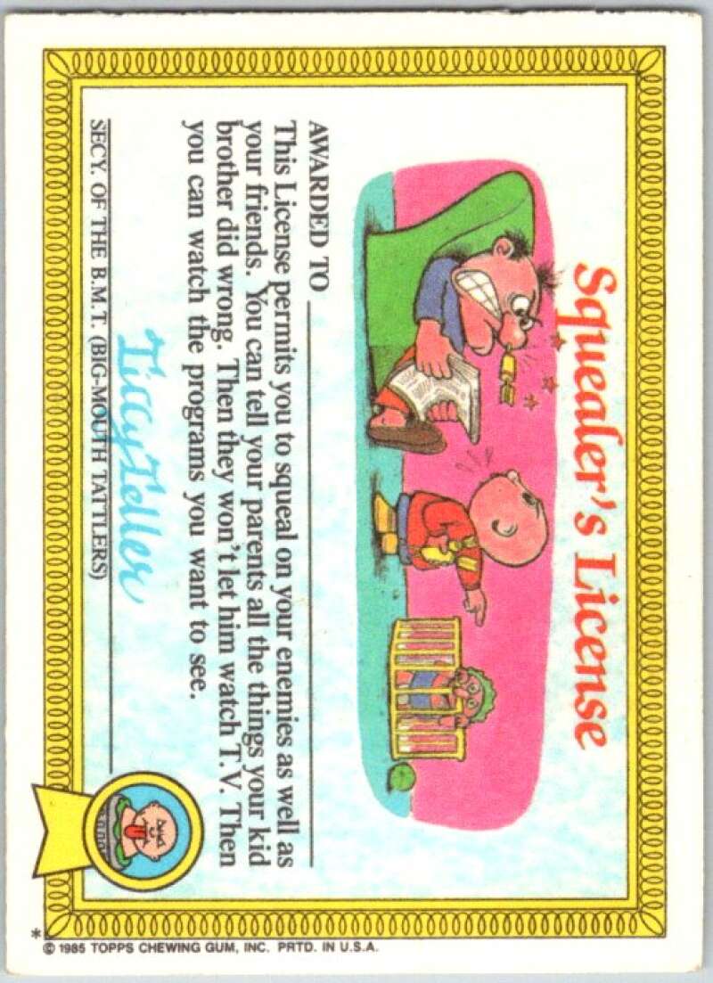 1985 Topps Garbage Pail Kids Series 1 #4a Fryin' Brian V44280