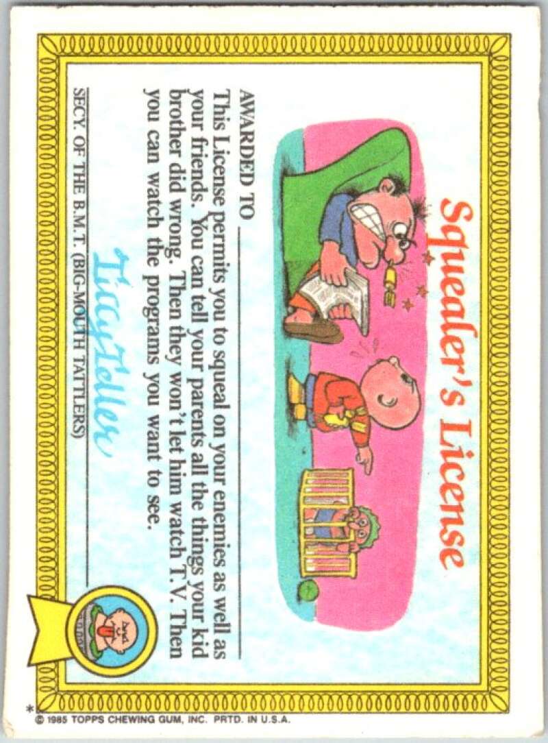 1985 Topps Garbage Pail Kids Series 1 #4a Fryin' Brian V44282