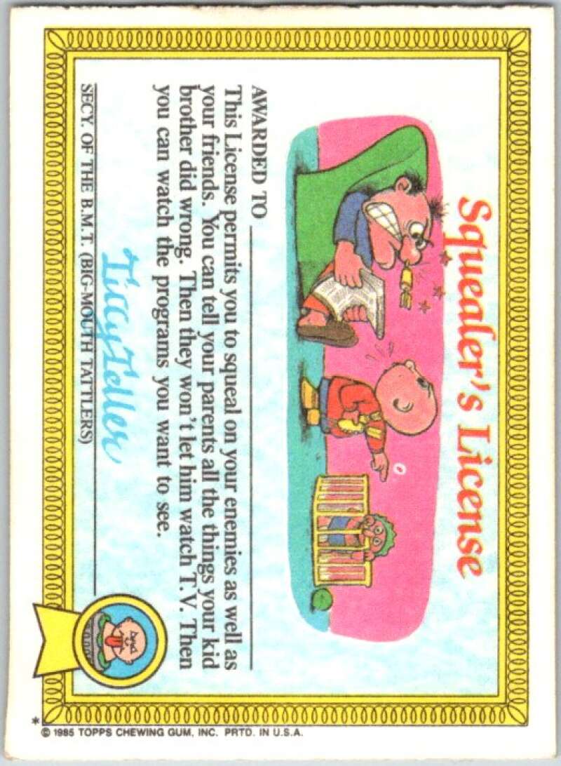 1985 Topps Garbage Pail Kids Series 1 #4a Fryin' Brian V44285