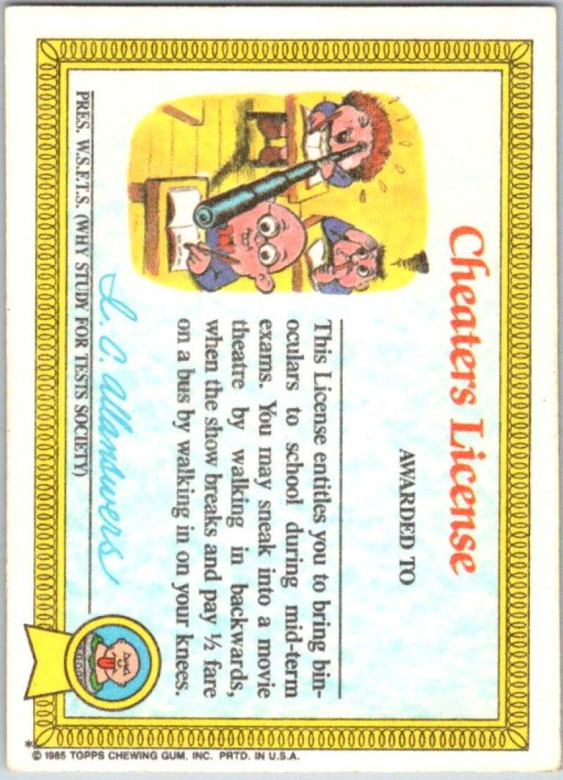 1985 Topps Garbage Pail Kids Series 1 #8a Adam Bomb V44325