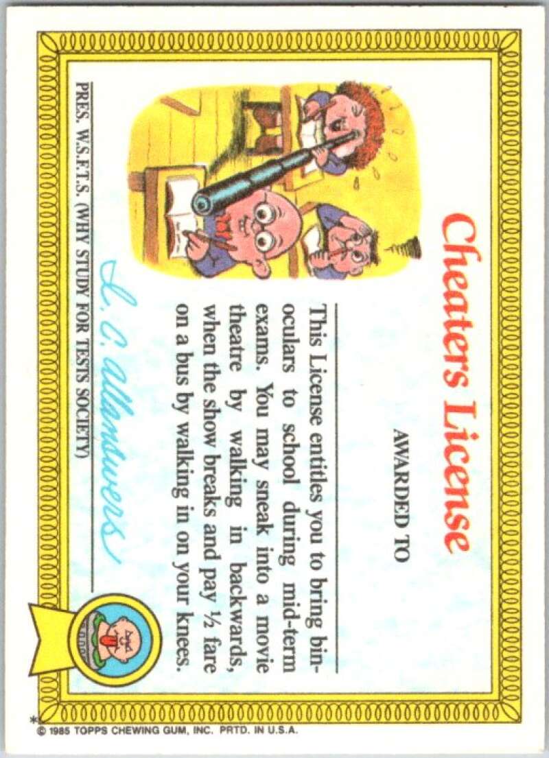 1985 Topps Garbage Pail Kids Series 1 #8a Adam Bomb V44326