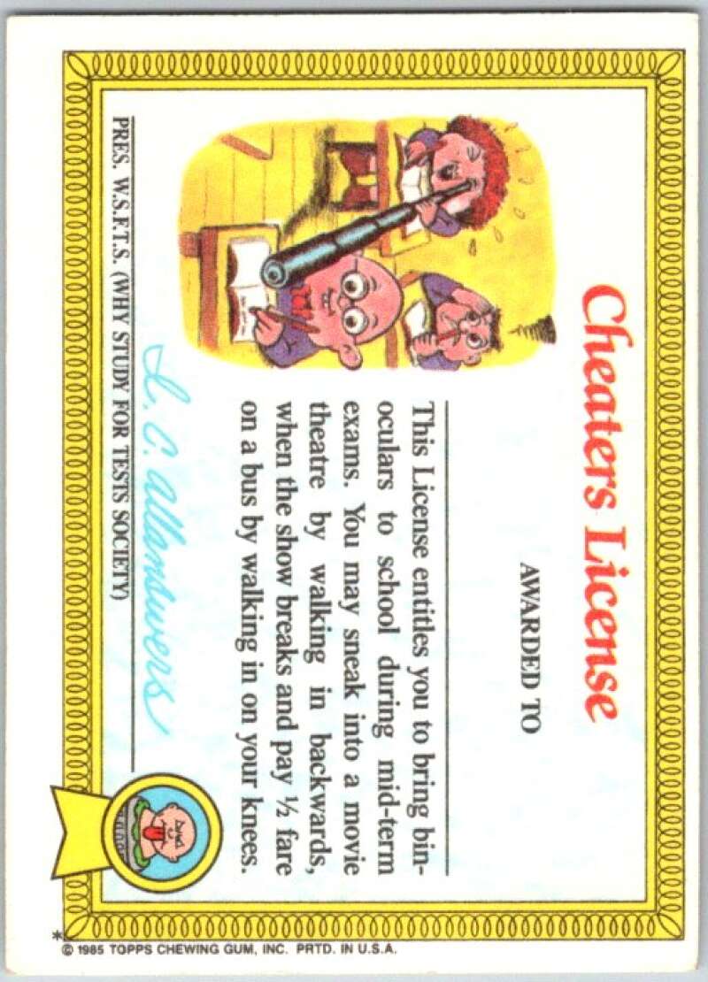 1985 Topps Garbage Pail Kids Series 1 #8a Adam Bomb V44327
