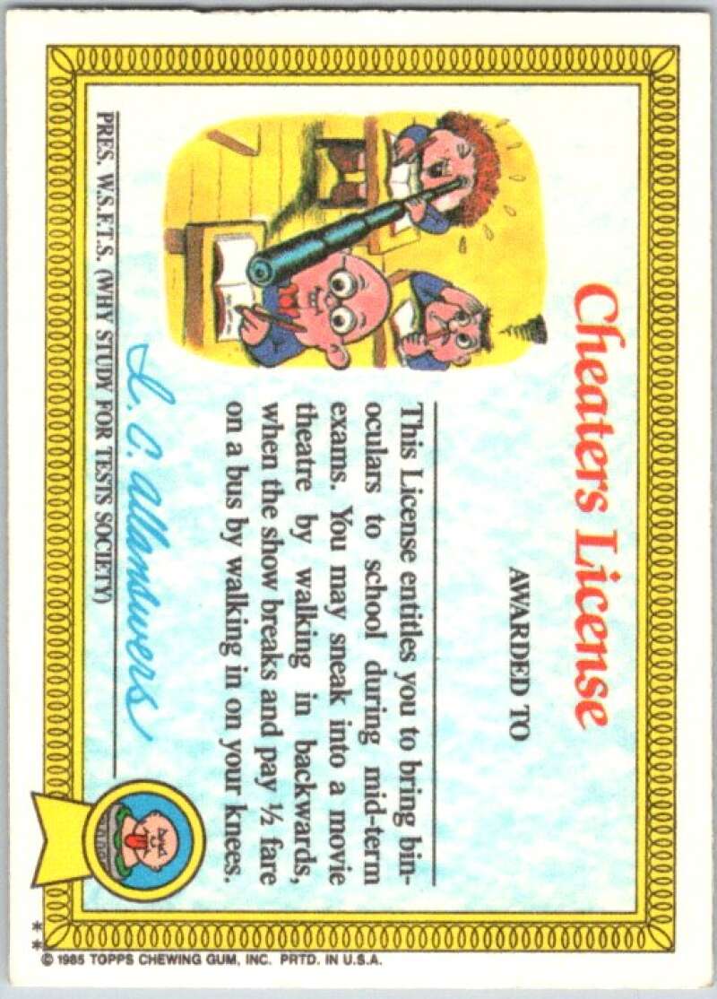 1985 Topps Garbage Pail Kids Series 1 #8b Adam Bomb V44335