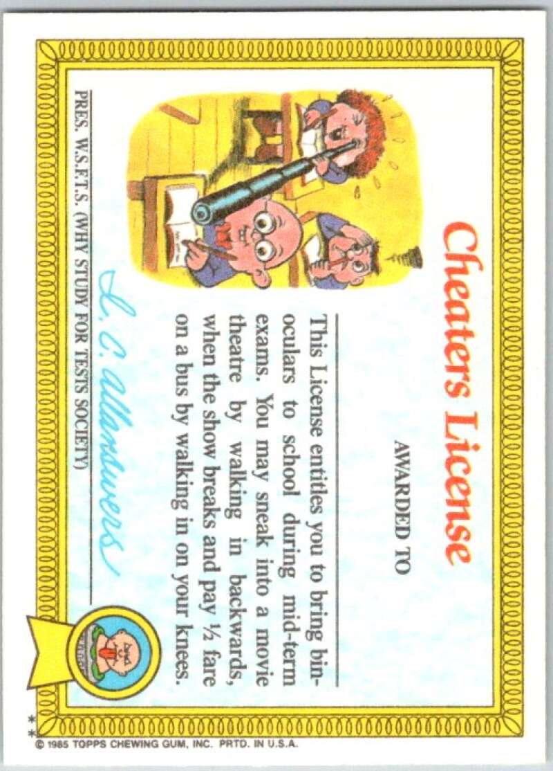 1985 Topps Garbage Pail Kids Series 1 #8b Adam Bomb V44336