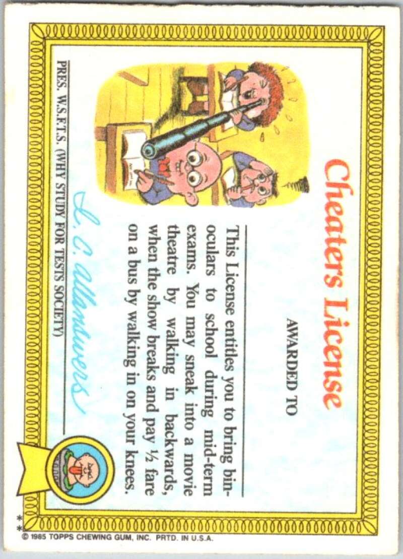 1985 Topps Garbage Pail Kids Series 1 #8b Adam Bomb V44338