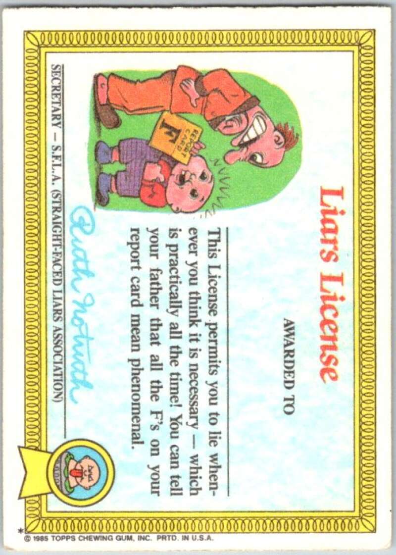 1985 Topps Garbage Pail Kids Series 1 #16a Weird Wendy V44409