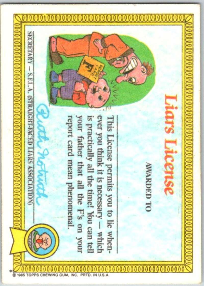 1985 Topps Garbage Pail Kids Series 1 #16a Weird Wendy V44412
