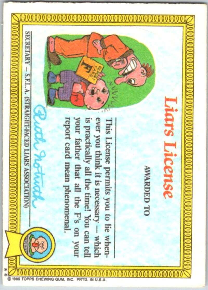 1985 Topps Garbage Pail Kids Series 1 #16b Haggy Maggie V44419