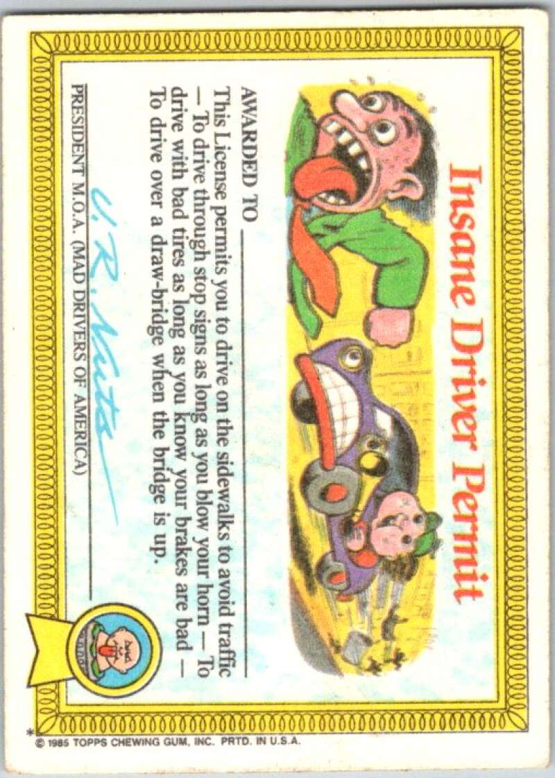 1985 Topps Garbage Pail Kids Series 1 #18a Cranky Frankie V44430