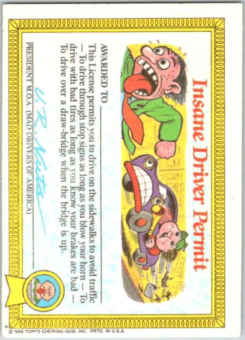 1985 Topps Garbage Pail Kids Series 1 #18a Cranky Frankie V44431