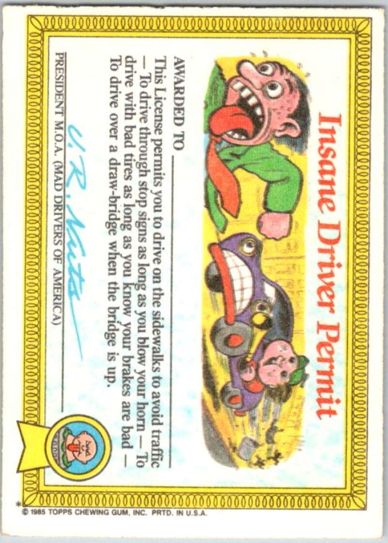 1985 Topps Garbage Pail Kids Series 1 #18a Cranky Frankie V44435