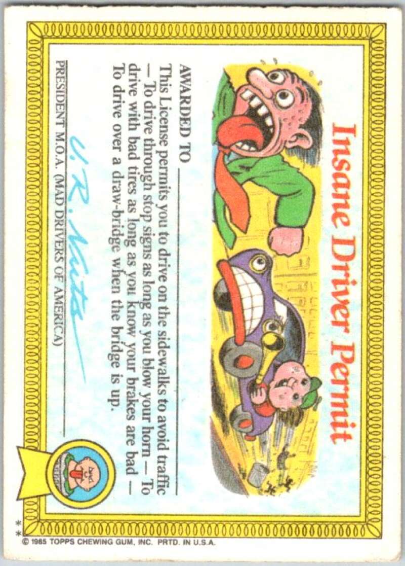 1985 Topps Garbage Pail Kids Series 1 #18b Bad Brad V44437