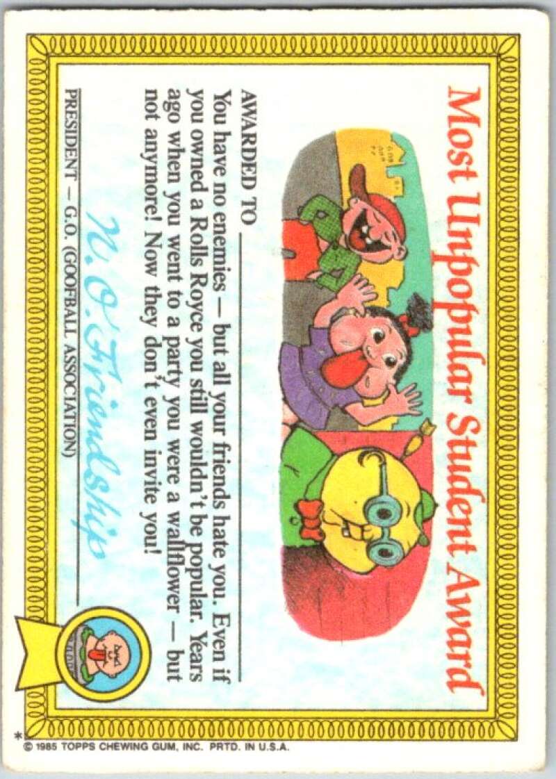 1985 Topps Garbage Pail Kids Series 1 #21a Virus Iris V44455