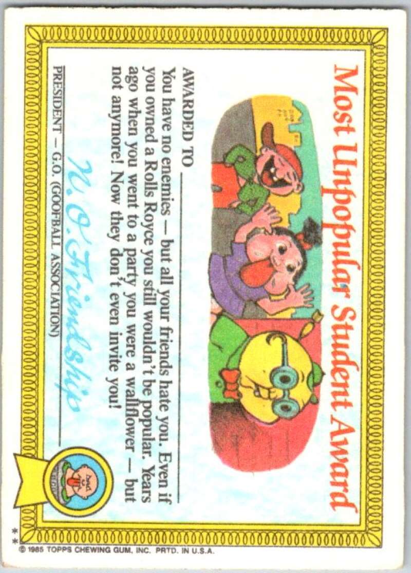 1985 Topps Garbage Pail Kids Series 1 #21b Sicky Vicky V44457