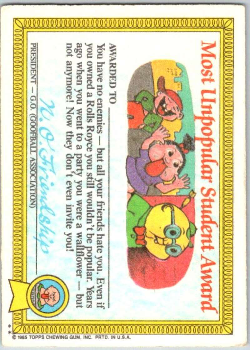 1985 Topps Garbage Pail Kids Series 1 #21b Sicky Vicky V44458