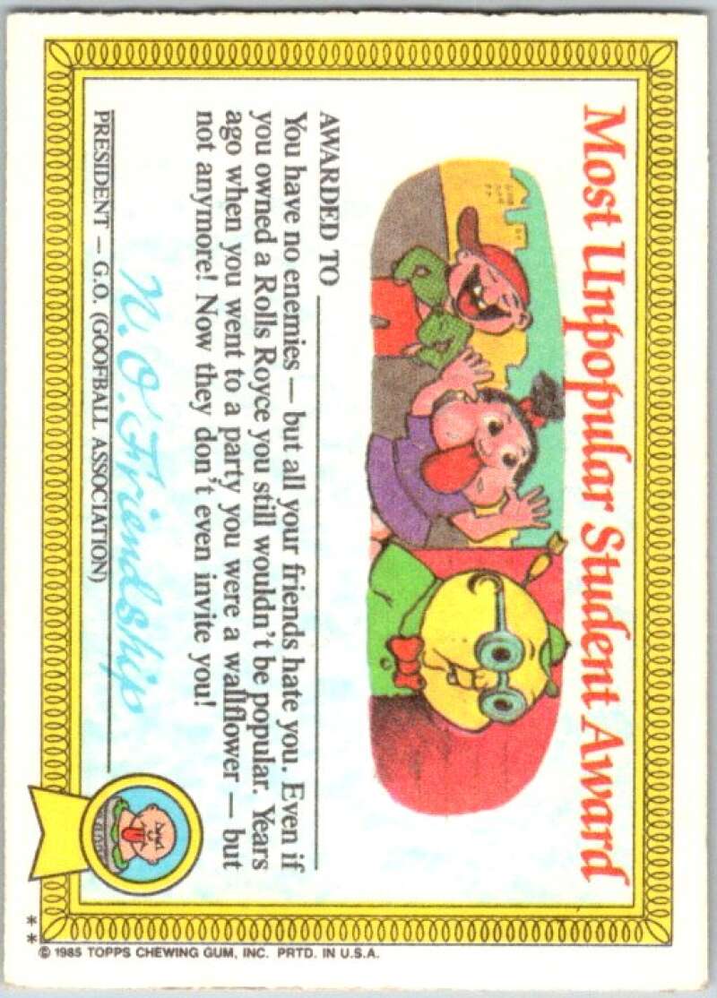1985 Topps Garbage Pail Kids Series 1 #21b Sicky Vicky V44459