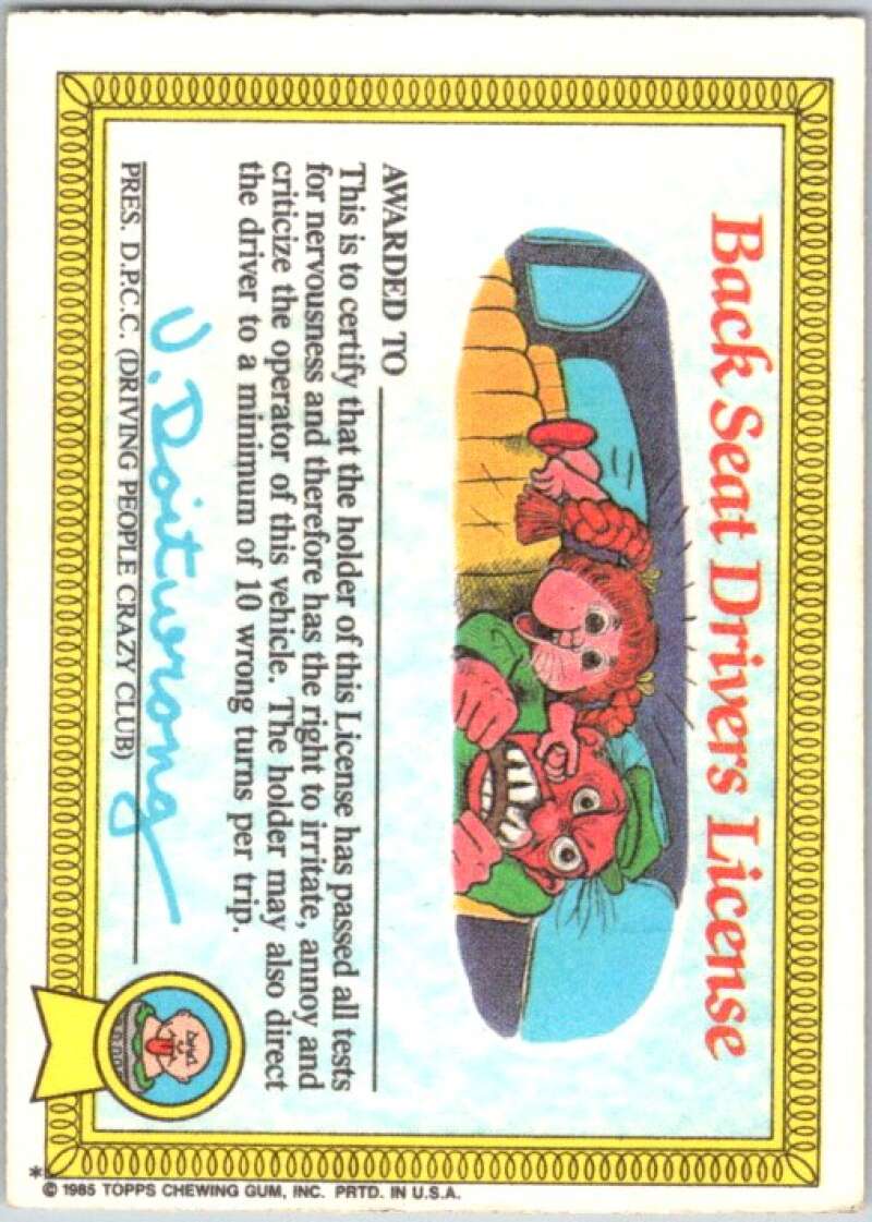 1985 Topps Garbage Pail Kids Series 1 #22a Junky Jeff V44461