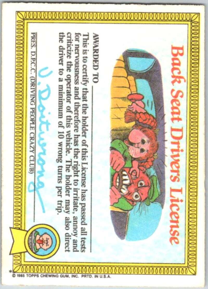 1985 Topps Garbage Pail Kids Series 1 #22a Junky Jeff V44463