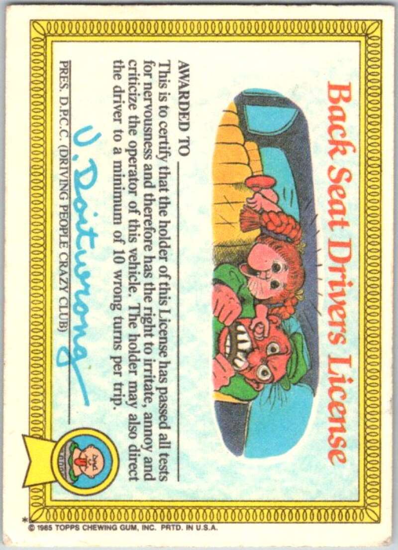 1985 Topps Garbage Pail Kids Series 1 #22a Junky Jeff V44466
