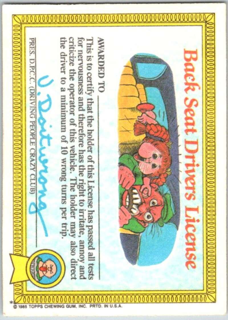 1985 Topps Garbage Pail Kids Series 1 #22a Junky Jeff V44467