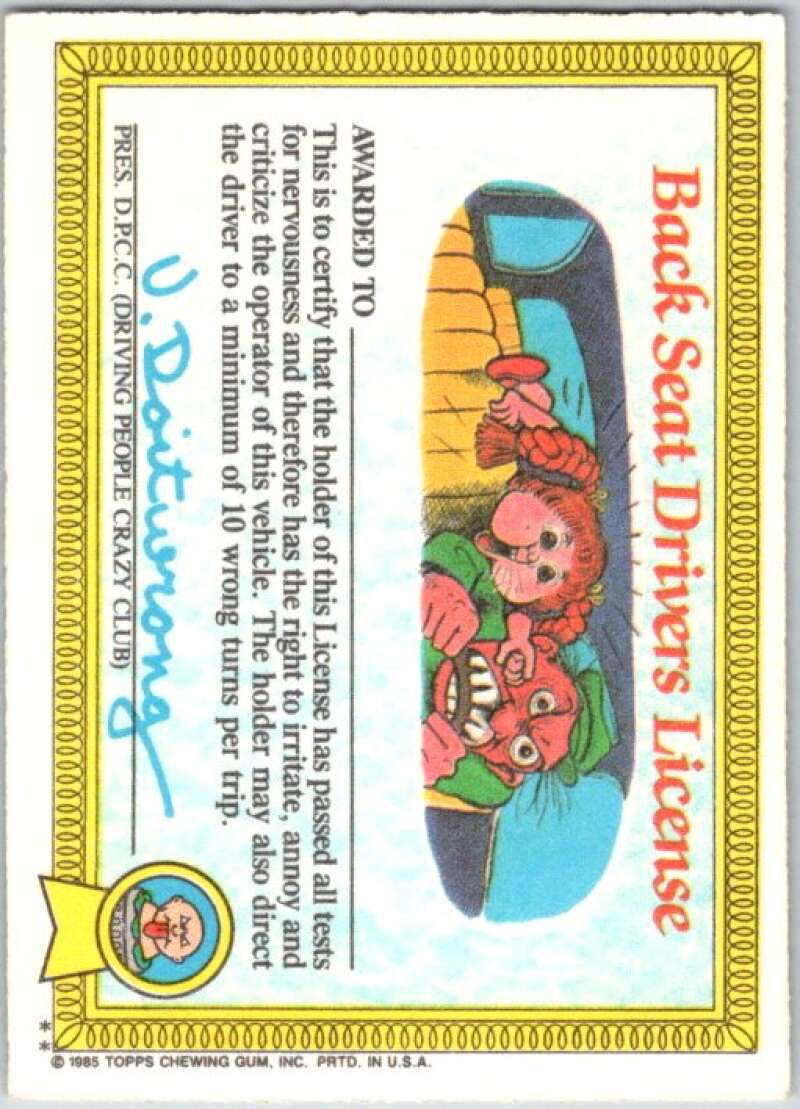 1985 Topps Garbage Pail Kids Series 1 #22b Stinky Stan V44469