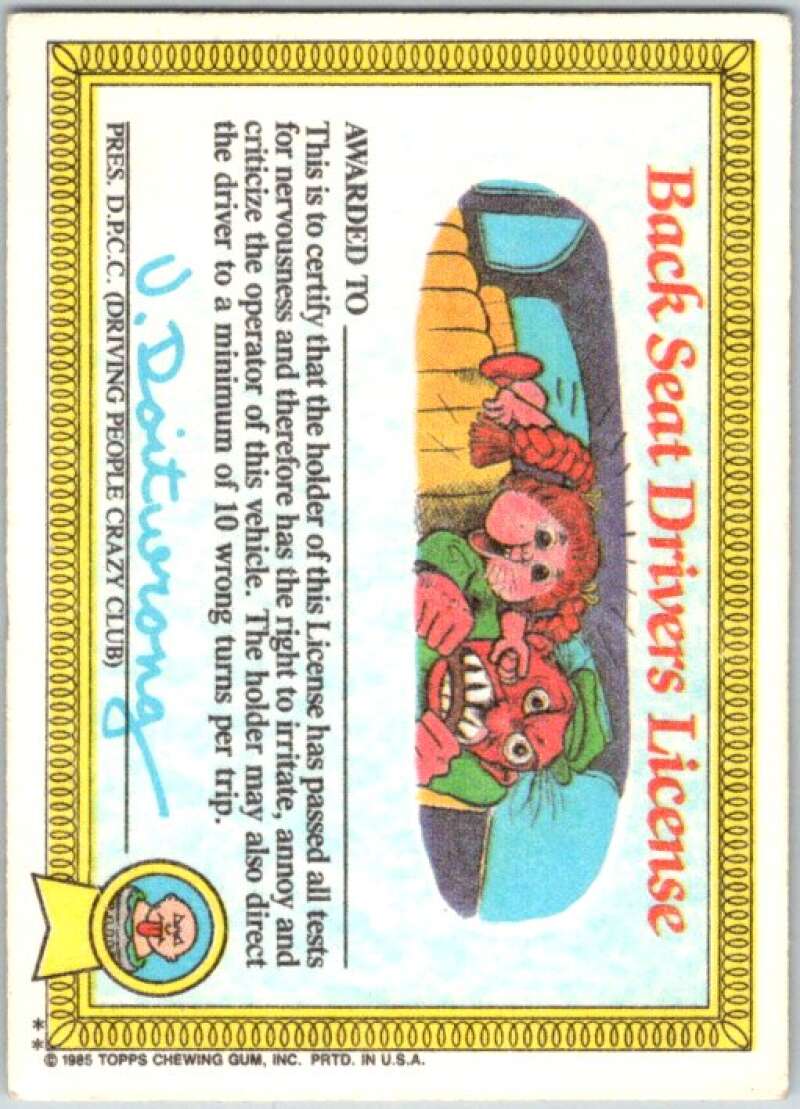 1985 Topps Garbage Pail Kids Series 1 #22b Stinky Stan V44470